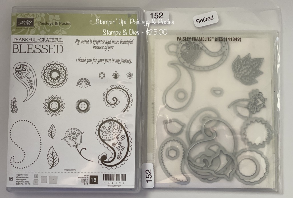 Stampin’ Up! Clear Mount Stamp ~ PAISLEYS selling & POSIES ~ Paisley Framelits Dies